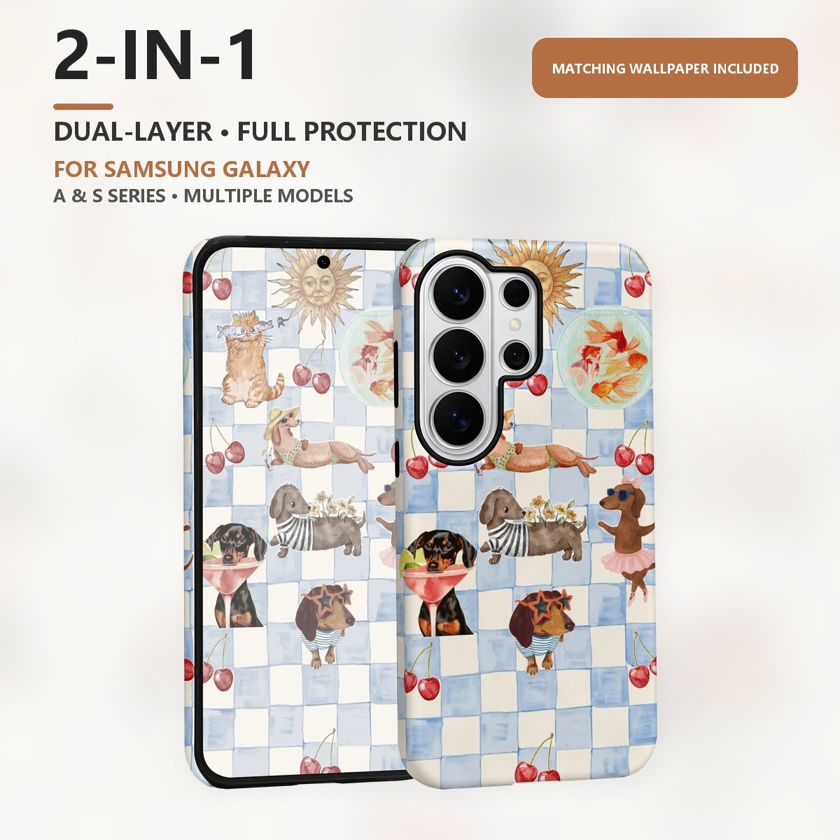 Computer Case - Funny Dogs Summer 2-in-1 Dual-Layer Phone